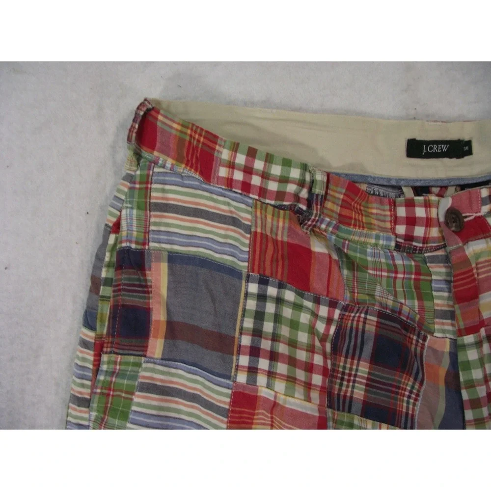 J Crew shorts Men's 38 x 9 Bermuda plaid lightweight cotton blue red